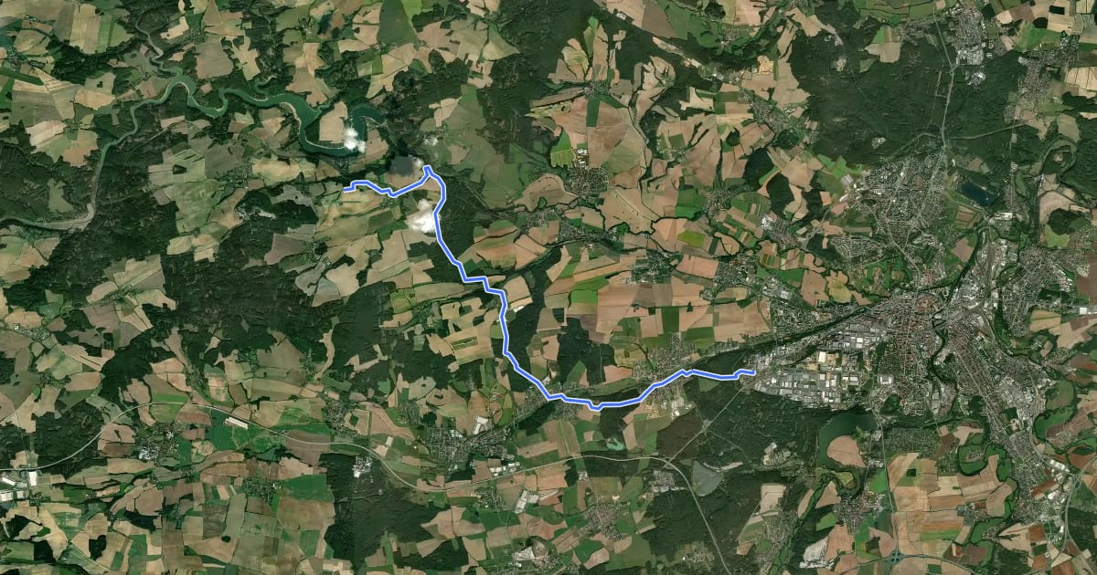 Маршрут [M] Plzeň - Nová Jezná на спутниковом снимке