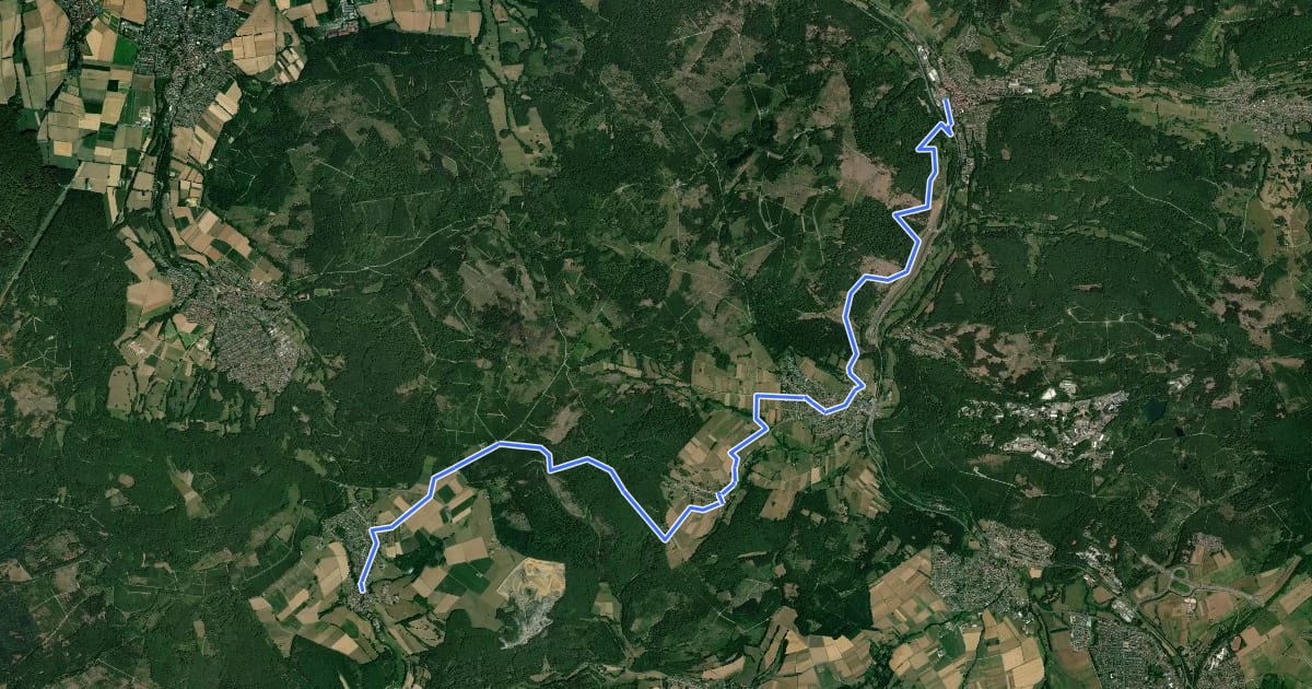 Маршрут Märchenlandweg - Etappe 12 на спутниковом снимке