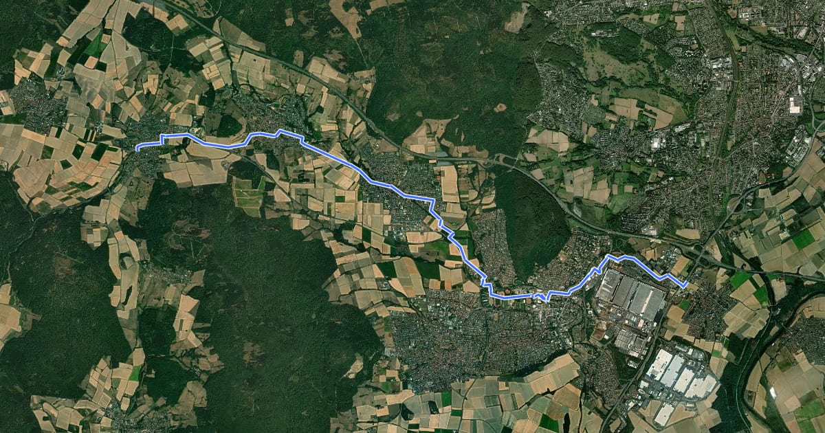 Маршрут Märchenlandweg - Etappe 14 на спутниковом снимке