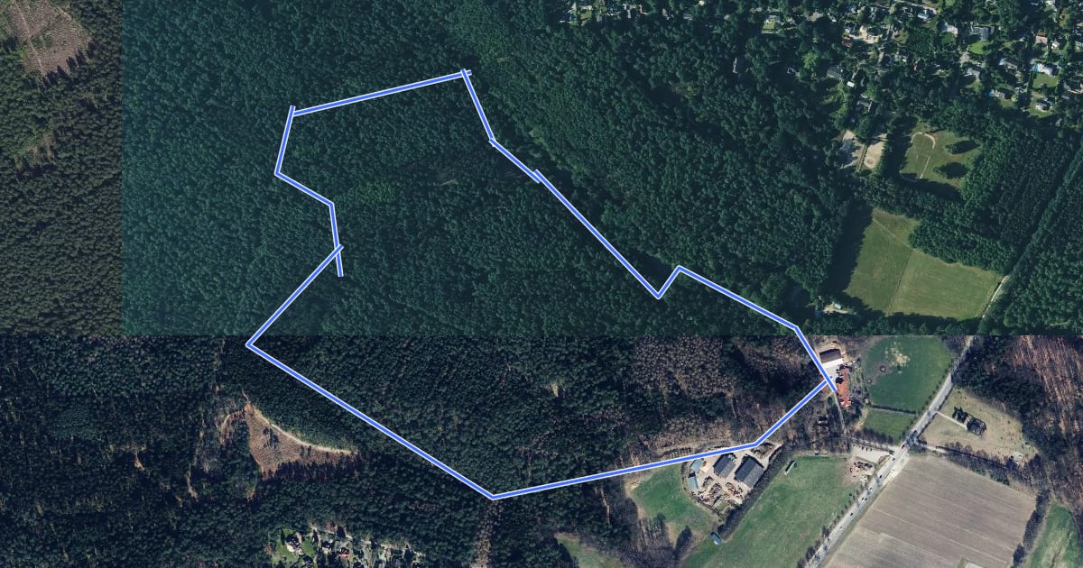Маршрут Märchenwanderweg Jesteburg на спутниковом снимке