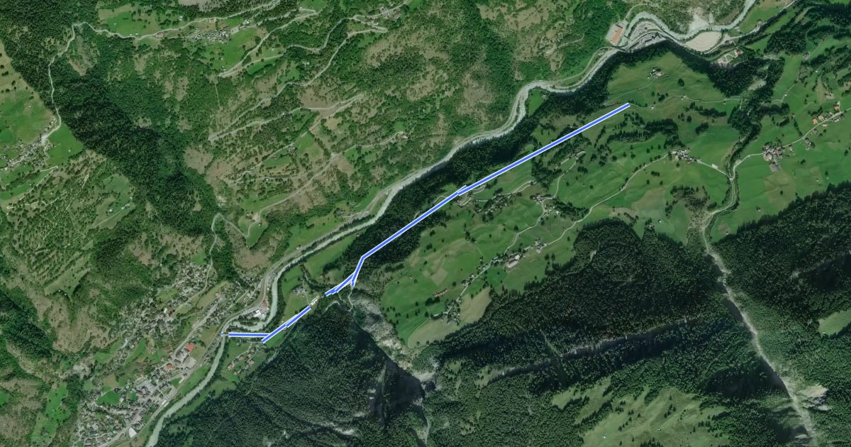 Маршрут Mörel - Bettmeralp Talstation на спутниковом снимке