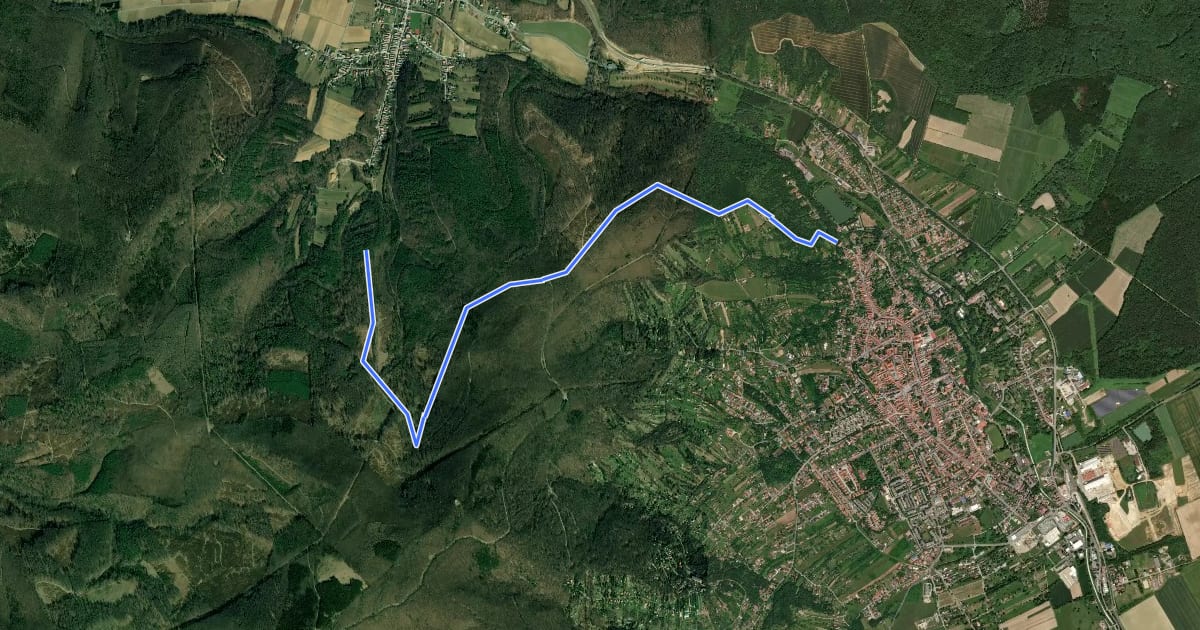 Маршрут Mária-út, M01-06B (Rattersdorf – Hétvezér-forrás – Kőszeg) на спутниковом снимке