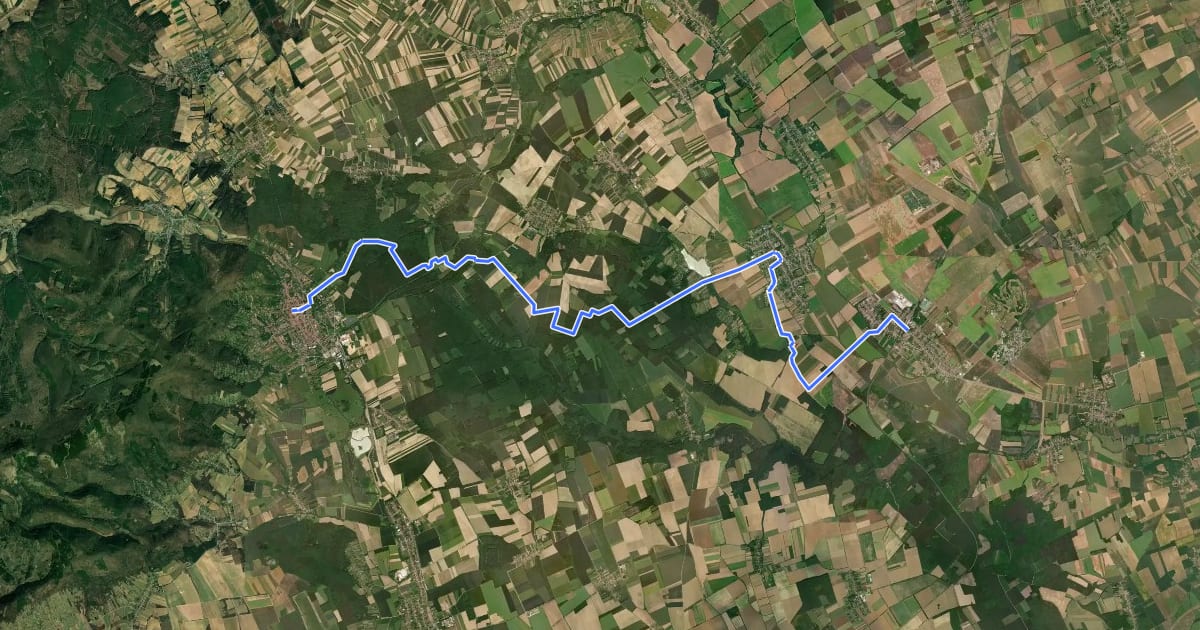 Маршрут Mária-út, M01-07 (Kőszeg – Bük) на спутниковом снимке