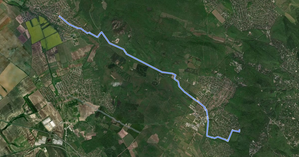 Маршрут Mária-út, M01-20A (Telki – Budakeszi – Makkosmária) на спутниковом снимке