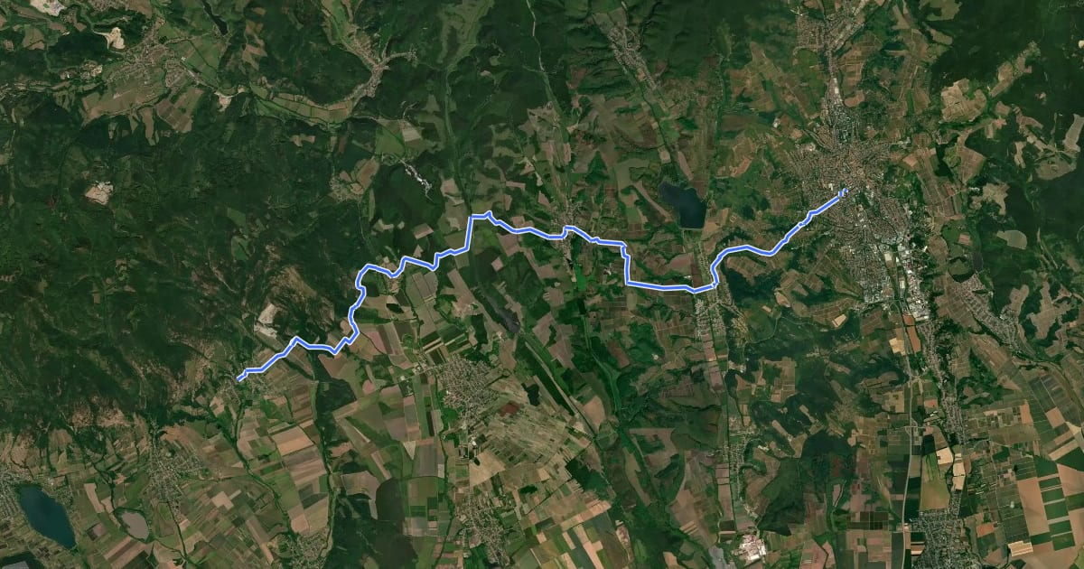 Маршрут Mária-út, M01-27 (Kisnána – Eger) на спутниковом снимке