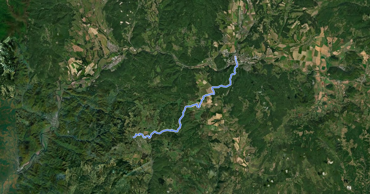 Маршрут Mária-út, M02-21 (Zvolen-Banská Štiavnica) на спутниковом снимке