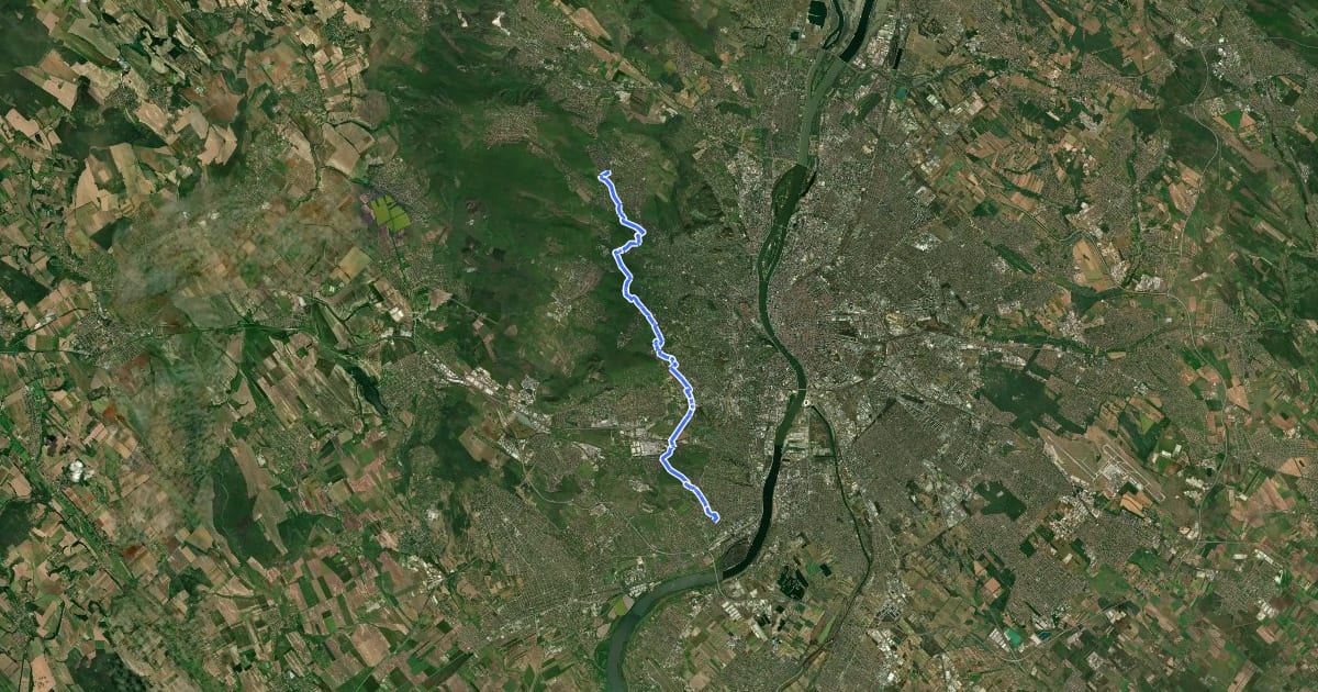Маршрут Mária-út, M02-28A (Budapest, Máriaremete – Budapest, Budatétény) на спутниковом снимке
