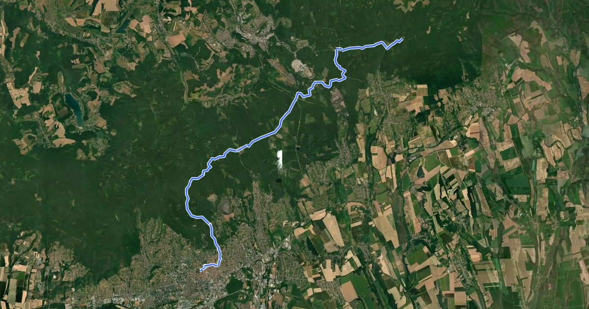 Маршрут Mária-út, M02-37 (Püspökszentlászló – Pécs) на спутниковом снимке