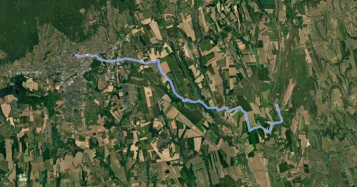 Маршрут Mária-út, M03-19 (Pécs – Máriakéménd) на спутниковом снимке