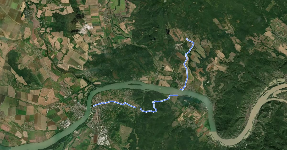 Маршрут Mária-út, M10-04 (Esztergom – Márianosztra ) на спутниковом снимке