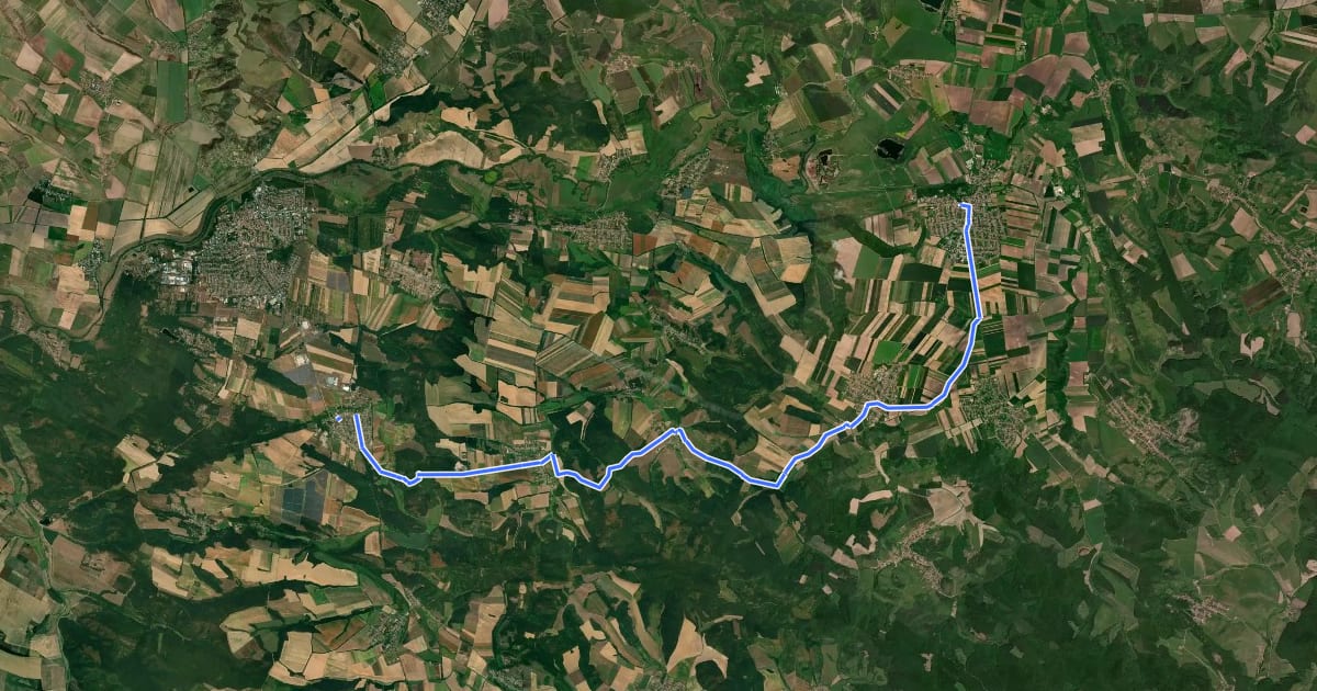 Маршрут Mária-út, M10-08 (Szügy – Szécsény) на спутниковом снимке