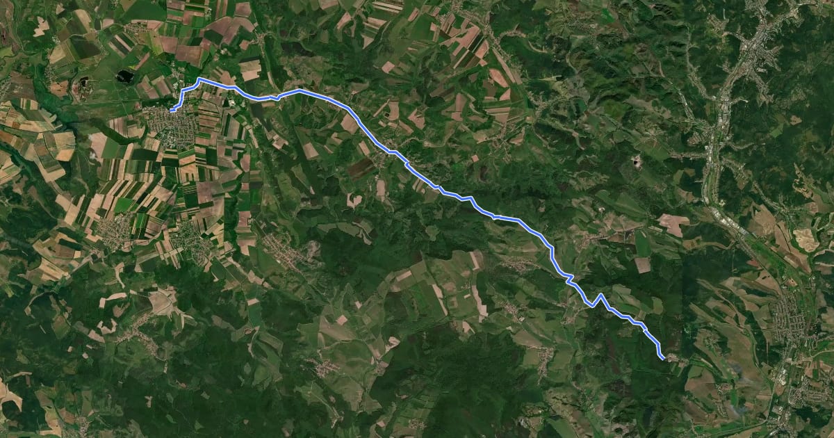 Маршрут Mária-út, M10-09 (Szécsény – Mátraverebély, Szentkút) на спутниковом снимке