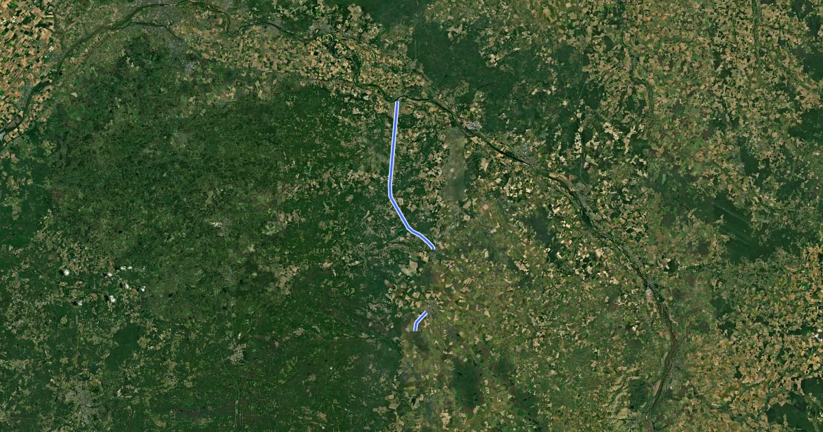 Маршрут Méridienne à Vélo (proposed/construction) на спутниковом снимке