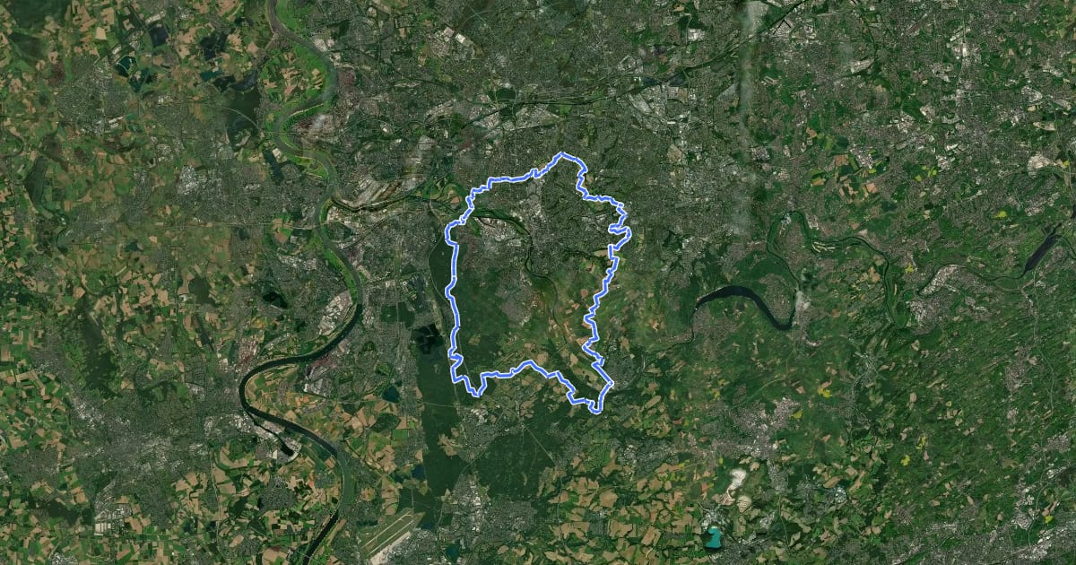 Маршрут (M) Rund um Mülheim на спутниковом снимке