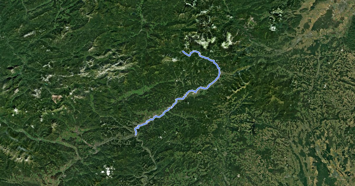 Маршрут Mürztalradweg на спутниковом снимке