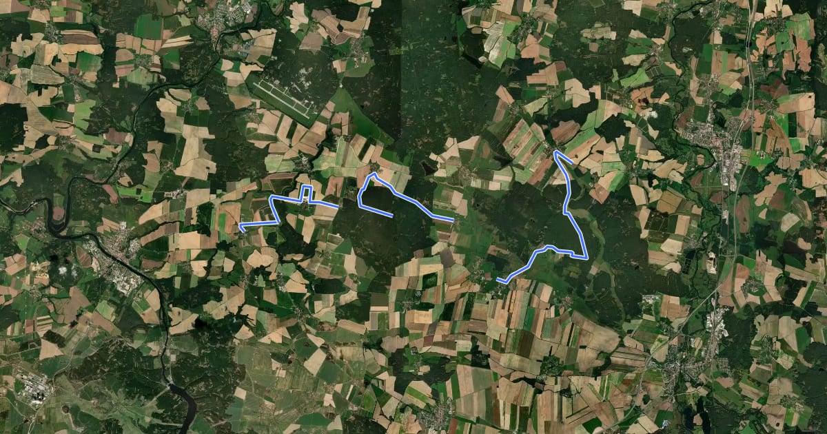 Маршрут [M] Smilovice - Lhota Samoty (ranč) на спутниковом снимке