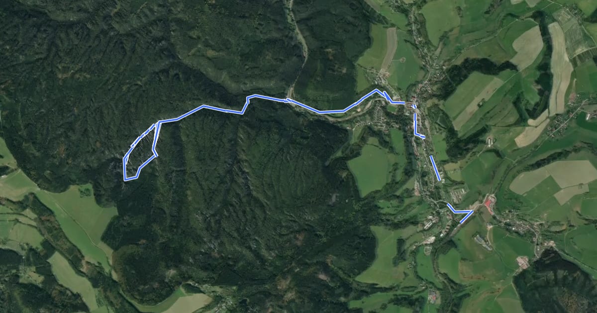 Маршрут [M] Teplické skalní město - Teplice nad Metují žst. на спутниковом снимке