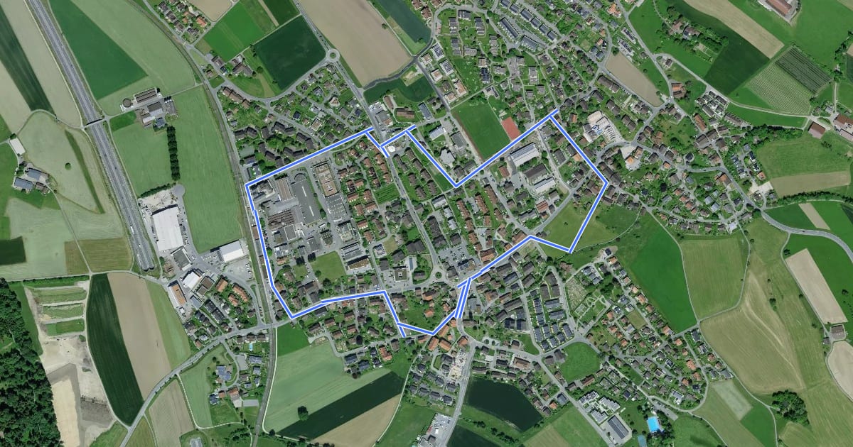 Маршрут Mättmiwäg 1 Dorf на спутниковом снимке