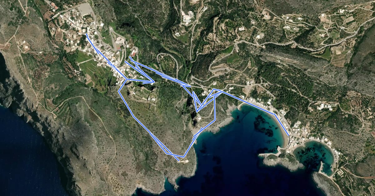Маршрут M1 Kapsali-Chora (Kythera) на спутниковом снимке