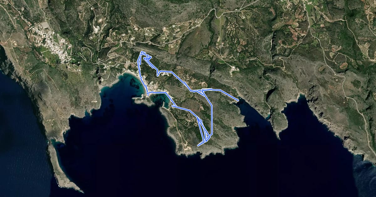 Маршрут M12 Kapsali-Agios Ioannis En Krimno-Moulin de Apokleistra-Kapsali на спутниковом снимке