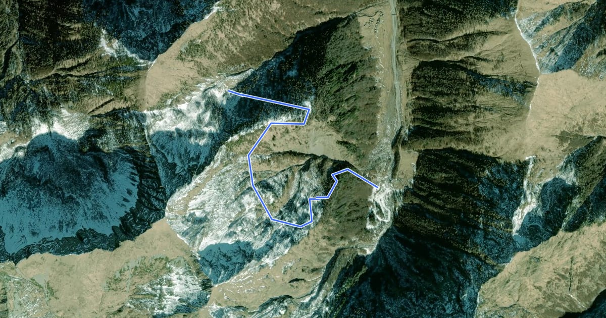 Маршрут M12a - Le Fornaci - Alpe Cavalla на спутниковом снимке