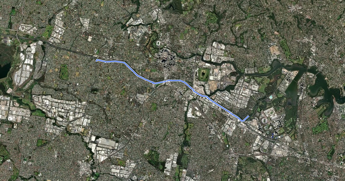 Маршрут M4 Shared Path на спутниковом снимке