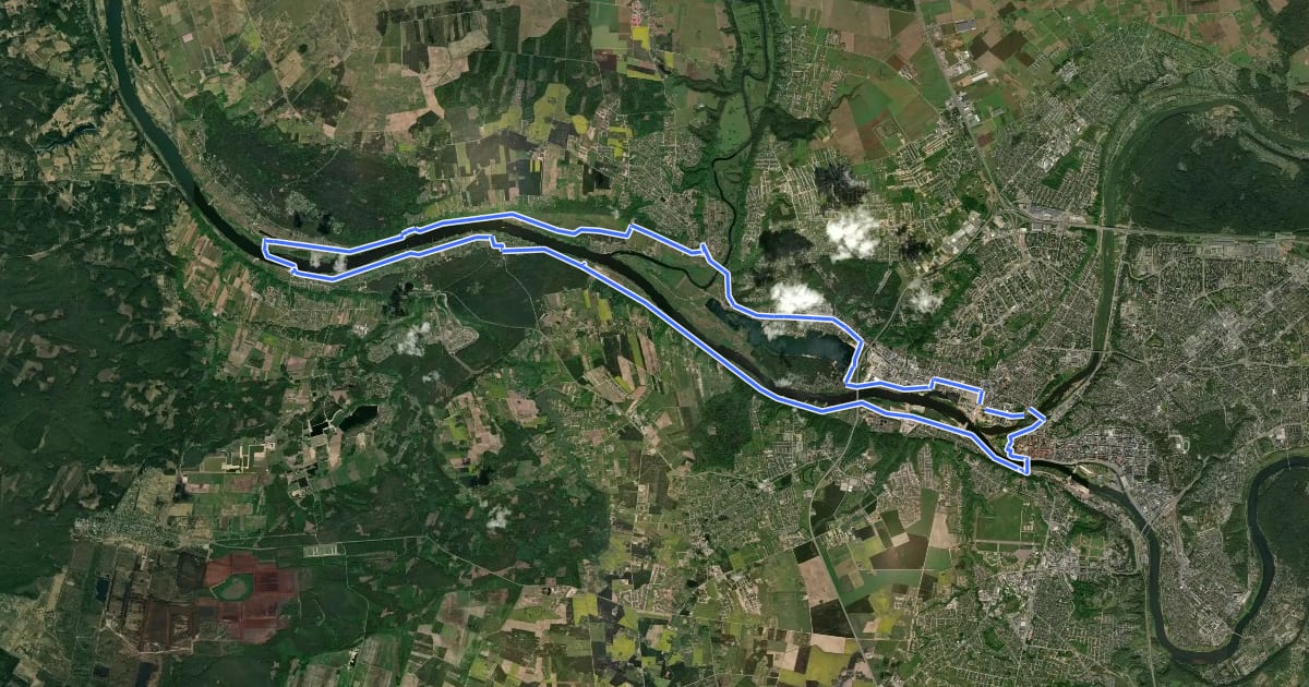 Маршрут Mažasis Nemuno (Pakaunės) žiedas на спутниковом снимке