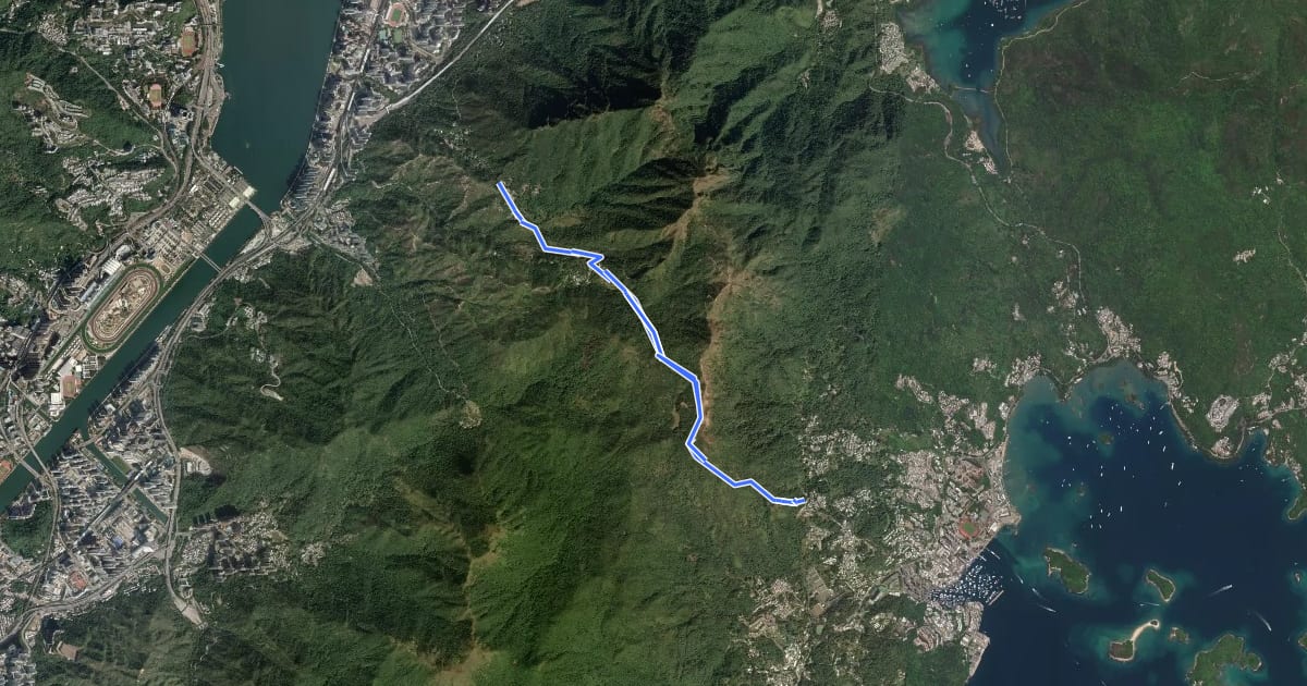 Маршрут 馬鞍山郊遊徑 Ma On Shan Country Trail на спутниковом снимке