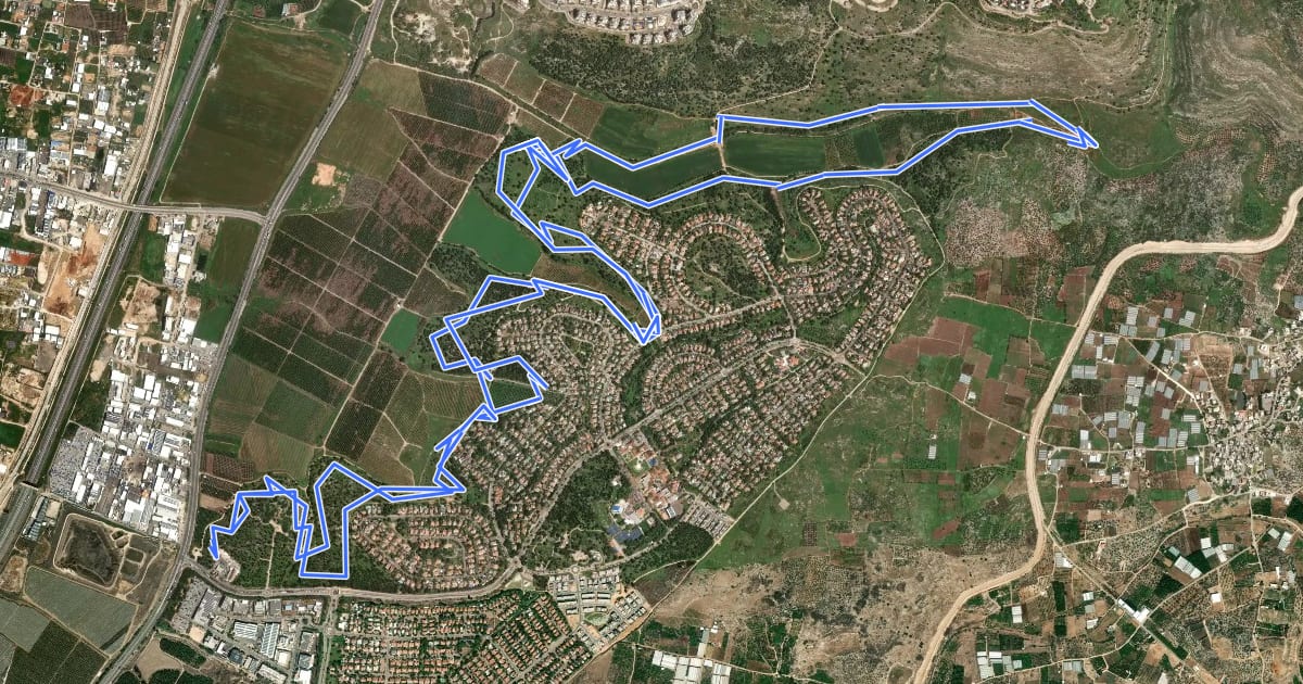Маршрут Maale Alexander (Kochav Yair Loop) на спутниковом снимке