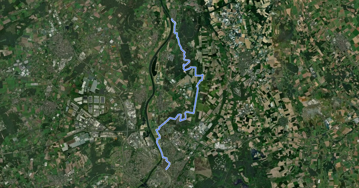 Маршрут Maas-Niederrheinpad etappe 01 на спутниковом снимке