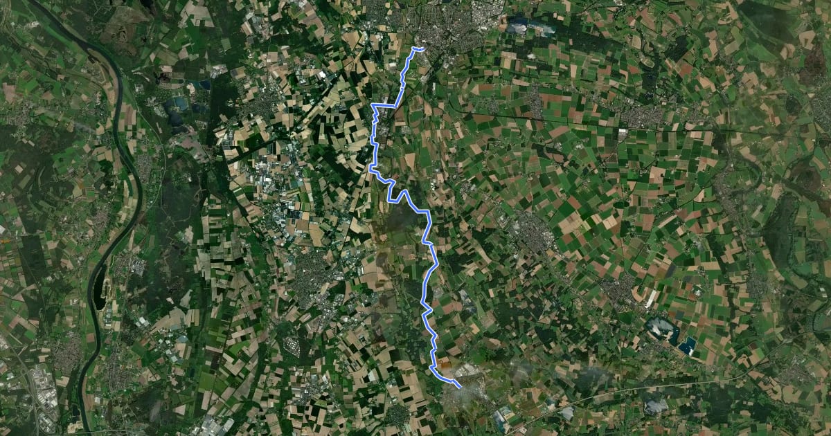 Маршрут Maas-Niederrheinpad etappe 10 на спутниковом снимке
