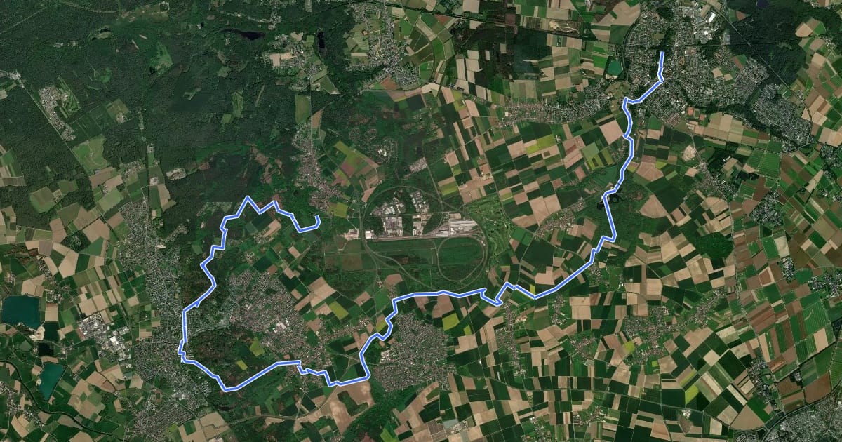 Маршрут Maas-Niederrheinpad etappe 14 на спутниковом снимке