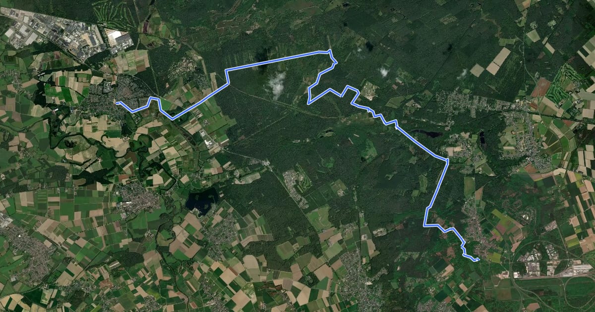Маршрут Maas-Niederrheinpad etappe 15 на спутниковом снимке