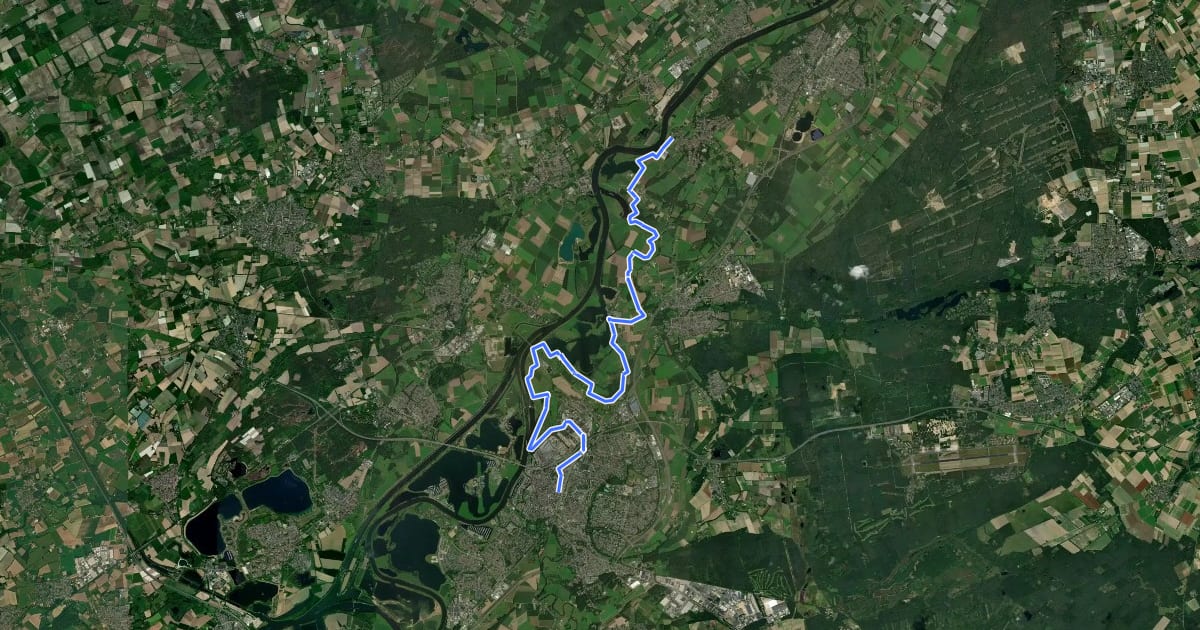 Маршрут Maas-Niederrheinpad etappe 18 на спутниковом снимке