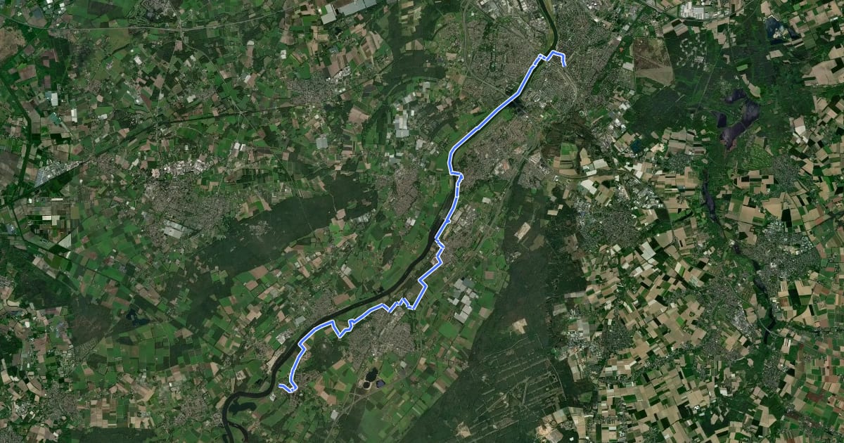 Маршрут Maas-Niederrheinpad etappe 19 на спутниковом снимке