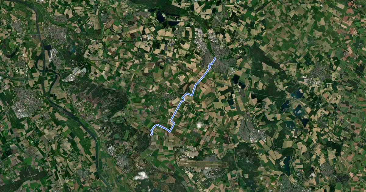 Маршрут Maas-Niederrheinpad etappe 20 на спутниковом снимке