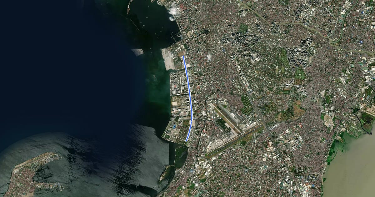 Маршрут Macapagal Boulevard Cycleway (northbound) на спутниковом снимке