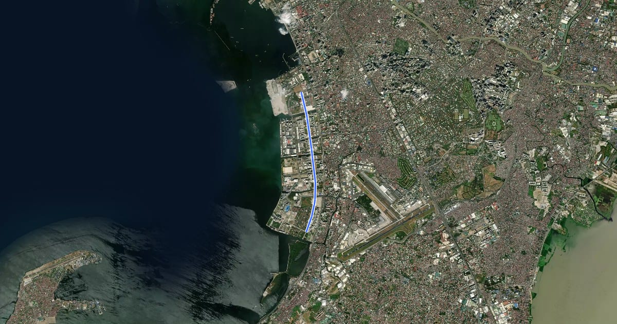 Маршрут Macapagal Boulevard Cycleway (southbound) на спутниковом снимке
