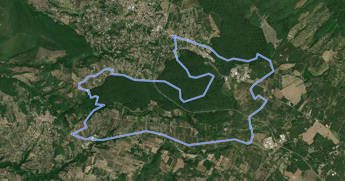 Маршрут Macchia delle Valli- Santuario di Demetra-Vei-Cerere на спутниковом снимке