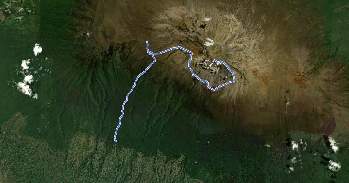 Маршрут Machame на спутниковом снимке