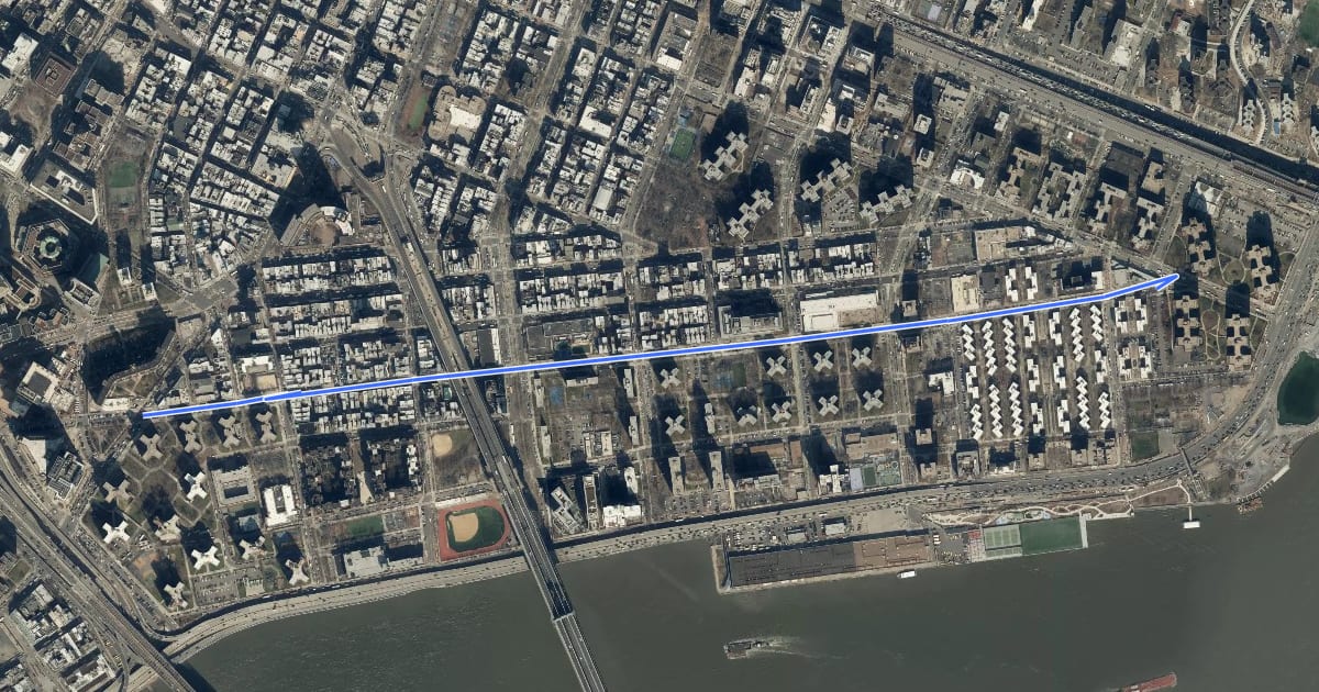 Маршрут Madison Street на спутниковом снимке
