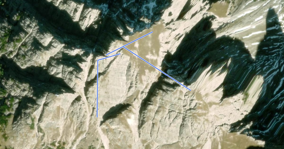 Маршрут Madonnen-Klettersteig на спутниковом снимке