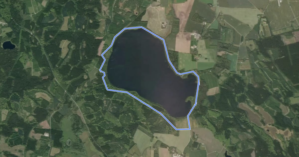 Маршрут Madum Sø Blå rute на спутниковом снимке