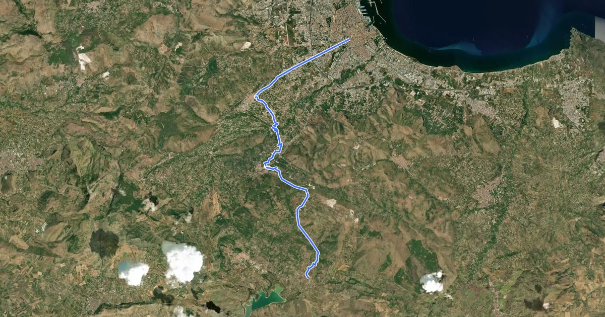 Маршрут Magna Via Francigena: Tappa 1 на спутниковом снимке