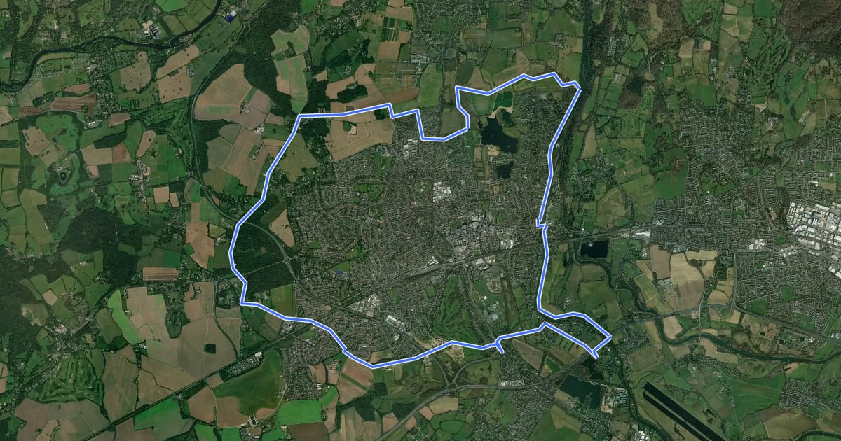 Маршрут Maidenhead Boundary Walk на спутниковом снимке