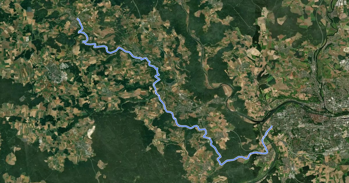 Маршрут Main-Donau-Weg (Jura-Linie) Teil 3 на спутниковом снимке