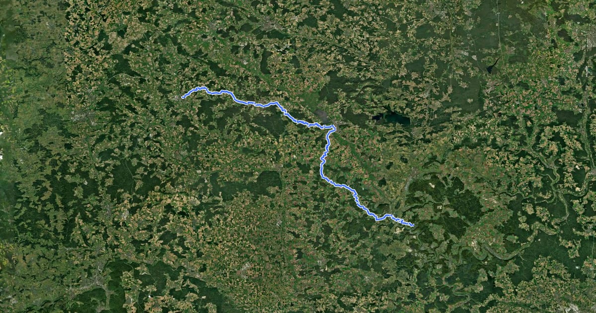 Маршрут Main-Donau-Weg (Querverbindung Feuchtwangen – Pappenheim) на спутниковом снимке