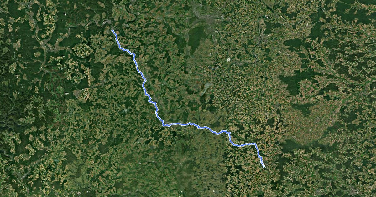 Маршрут Main-Donau-Weg (Tauber-Wörnitz-Linie) Teil 1 на спутниковом снимке