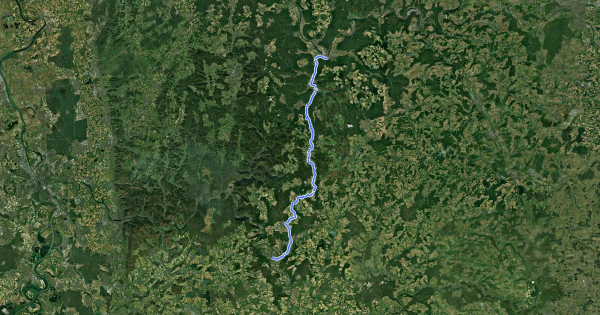 Маршрут Main-Neckar-Radweg на спутниковом снимке