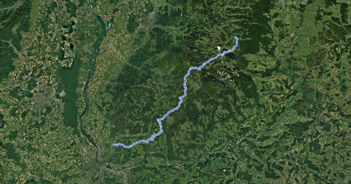 Маршрут Main-Neckar-Rhein-Weg на спутниковом снимке